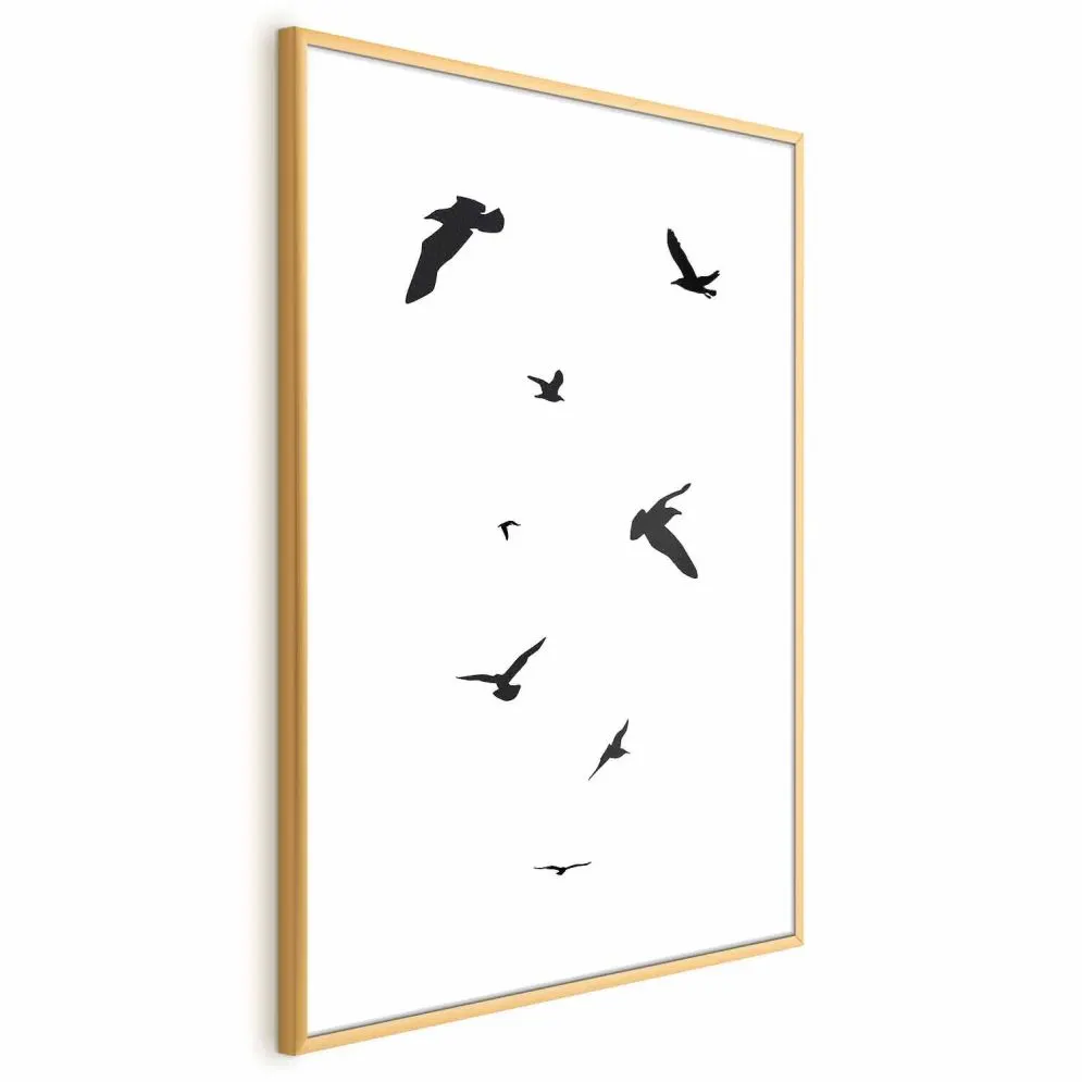 Plakat Wieczorny lot 21x30 cm z ramą złotą bez marginesu | MIRAT.