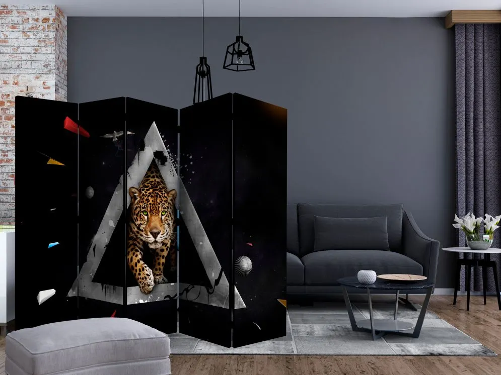 Parawan dwustronny Zwierzęta 225x172 cm 5-częściowy czarny | MIRAT.