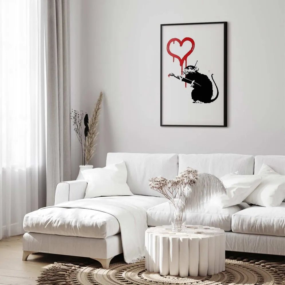 Plakat Love Rat 60x90 cm z ramą czarną bez marginesu | MIRAT.