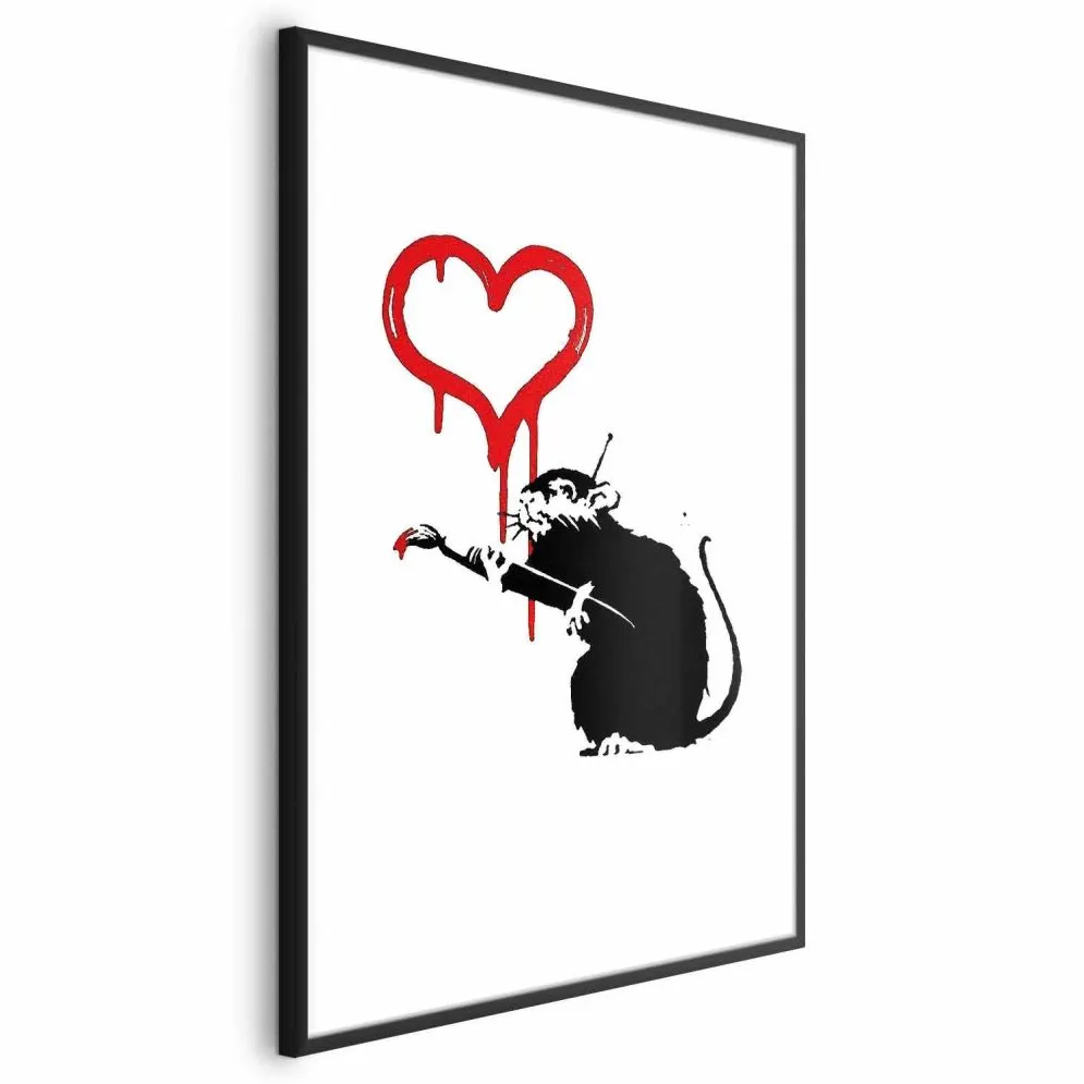 Plakat Love Rat 29,7x42 cm z ramą czarną z marginesem | MIRAT.