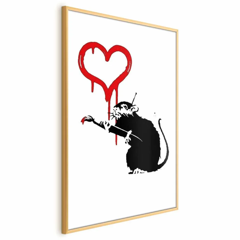 Plakat Love Rat 60x90 cm z ramą złotą bez marginesu | MIRAT.