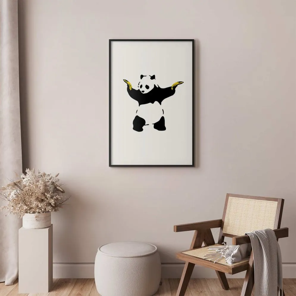Plakat Panda with Guns 60x90 cm z ramą czarną z marginesem | MIRAT.