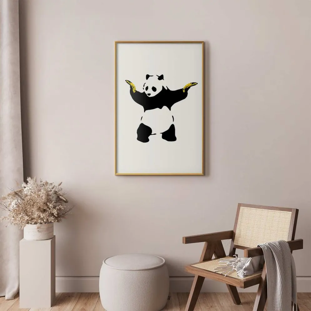 Plakat Panda with Guns 60x90 cm z ramą złotą bez marginesu | MIRAT.