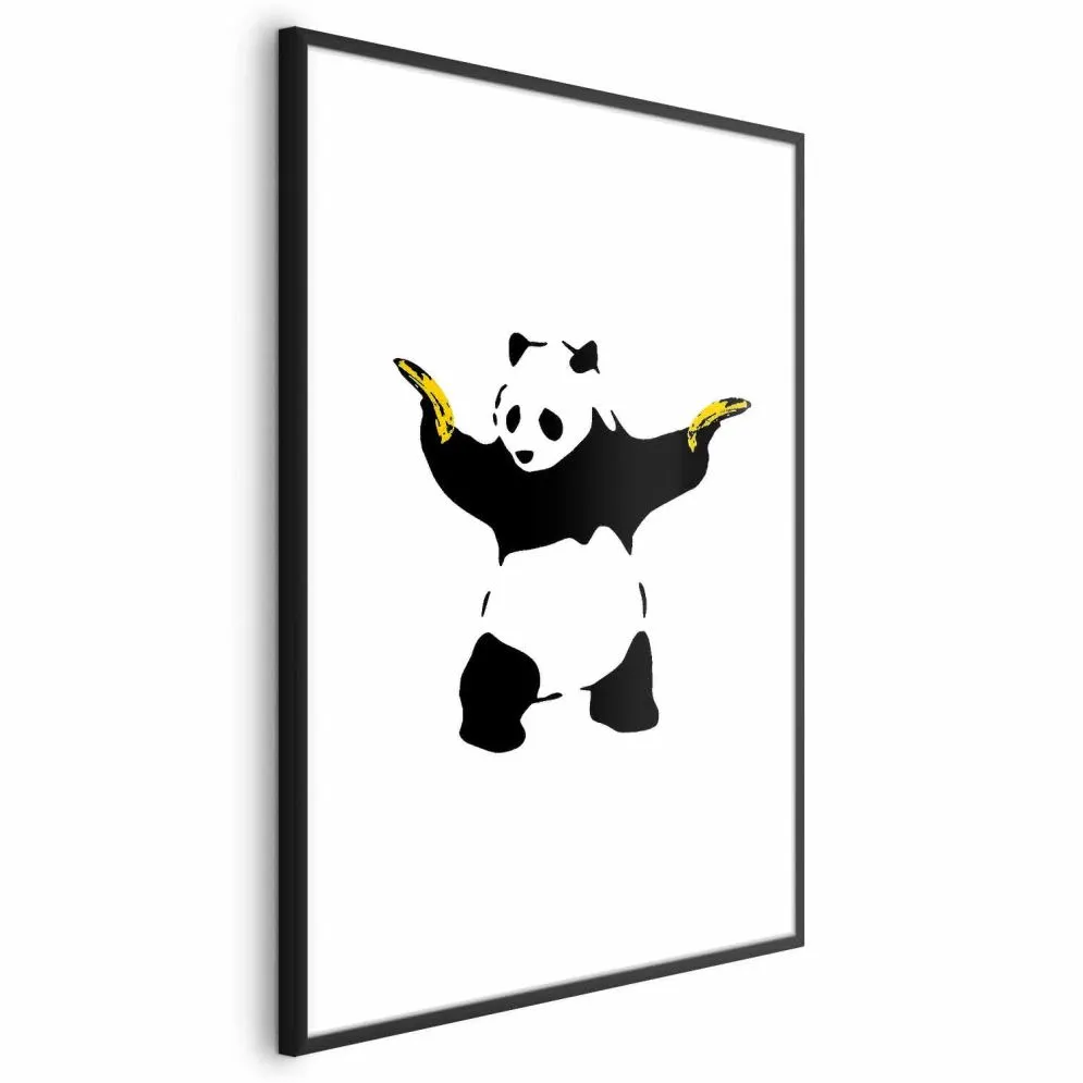 Plakat Panda with Guns 60x90 cm z ramą czarną z marginesem | MIRAT.