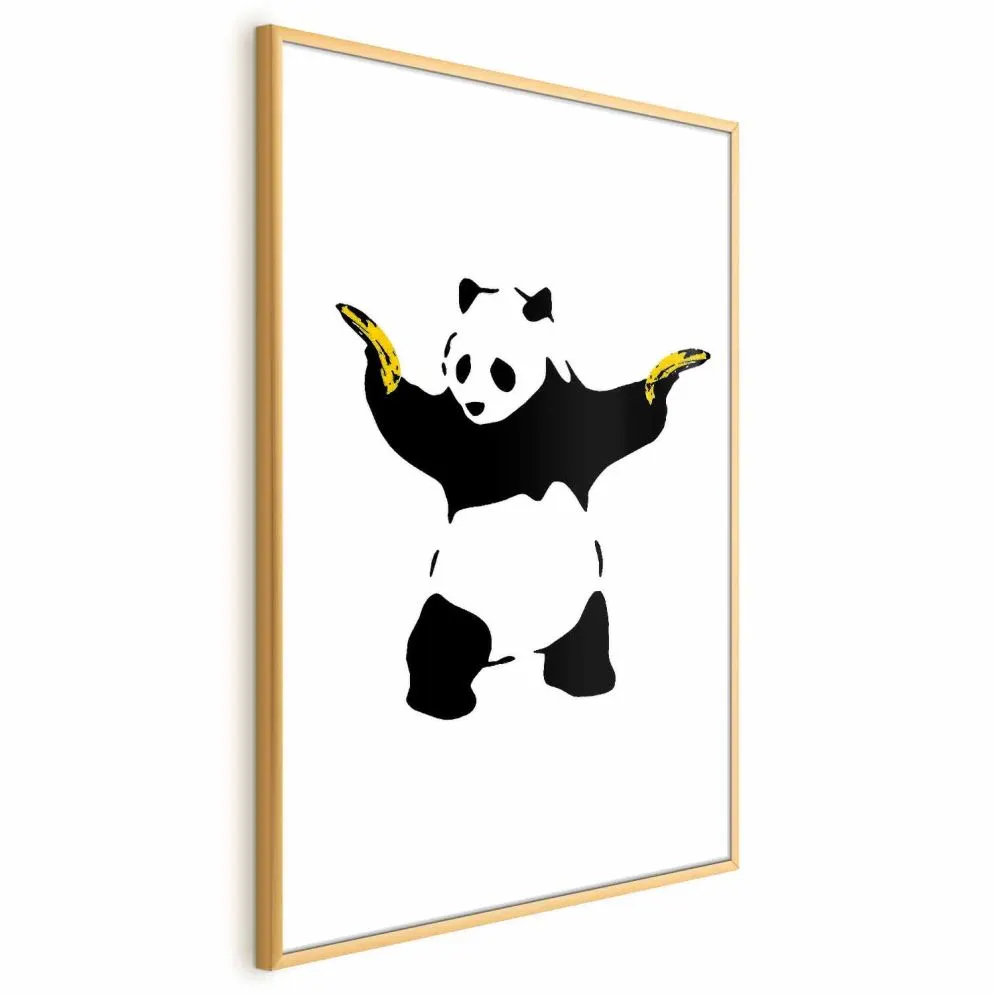 Plakat Panda with Guns 60x90 cm z ramą złotą bez marginesu | MIRAT.