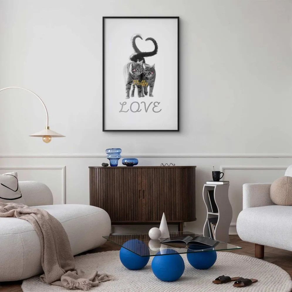 Plakat Fluffy Love 40x60 cm z ramą czarną z marginesem | MIRAT.