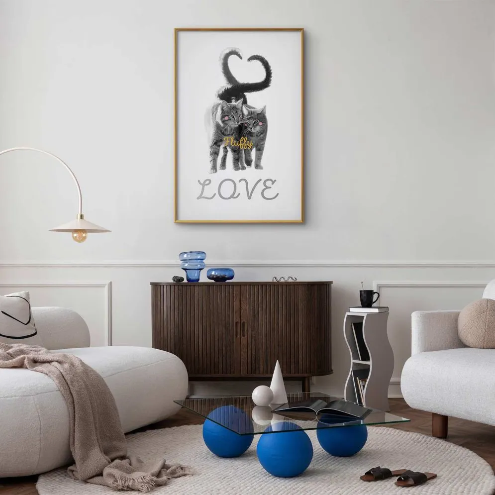 Plakat Fluffy Love 40x60 cm z ramą złotą bez marginesu | MIRAT.
