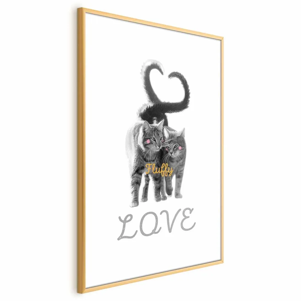 Plakat Fluffy Love 40x60 cm z ramą złotą z marginesem