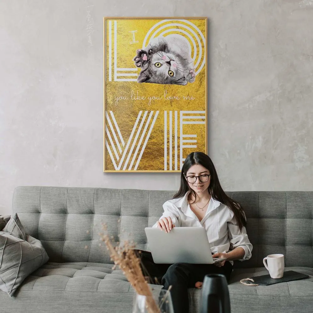 Plakat Miłość 29,7x42 cm z ramą złotą bez marginesu | MIRAT.