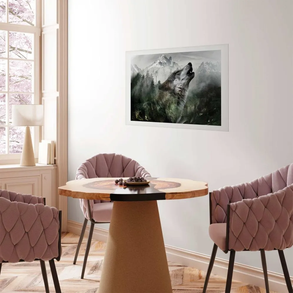 Plakat Wyjący wilk 60x40 cm bez ramy z marginesem | MIRAT.