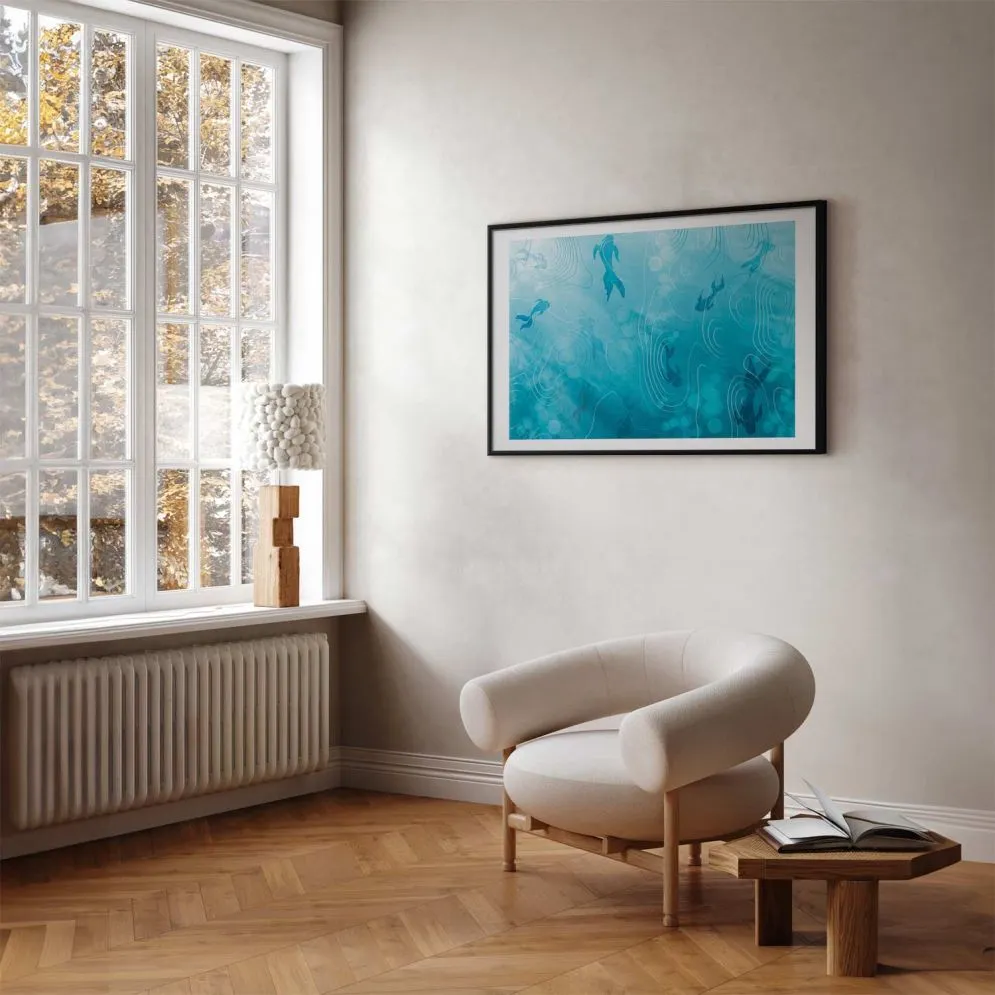 Plakat Japoński staw 60x40 cm z ramą czarną z marginesem | MIRAT.