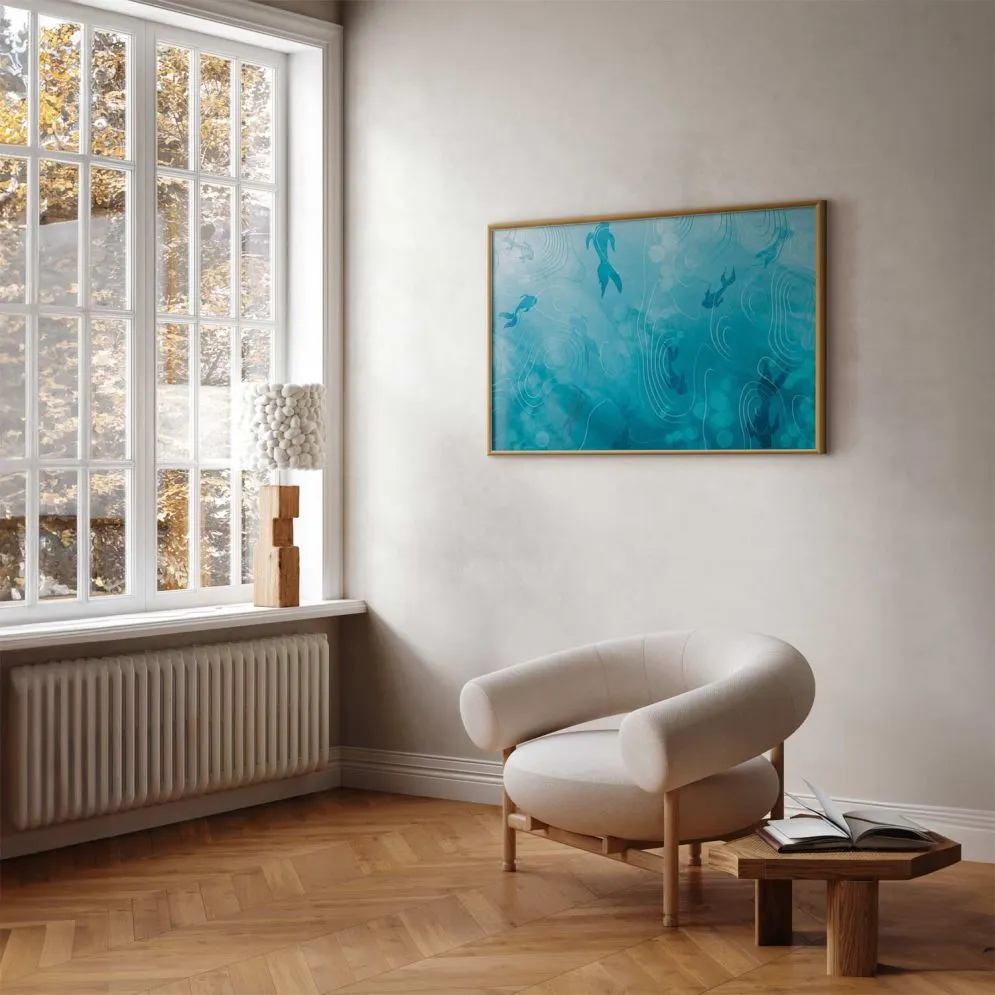 Plakat Japoński staw 90x60 cm z ramą złotą bez marginesu | MIRAT.