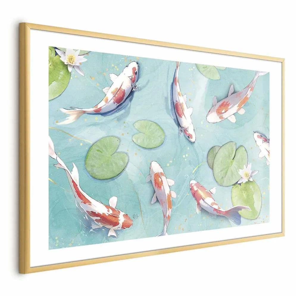 Plakat Staw w Japonii 60x40 cm z ramą złotą z marginesem | MIRAT.