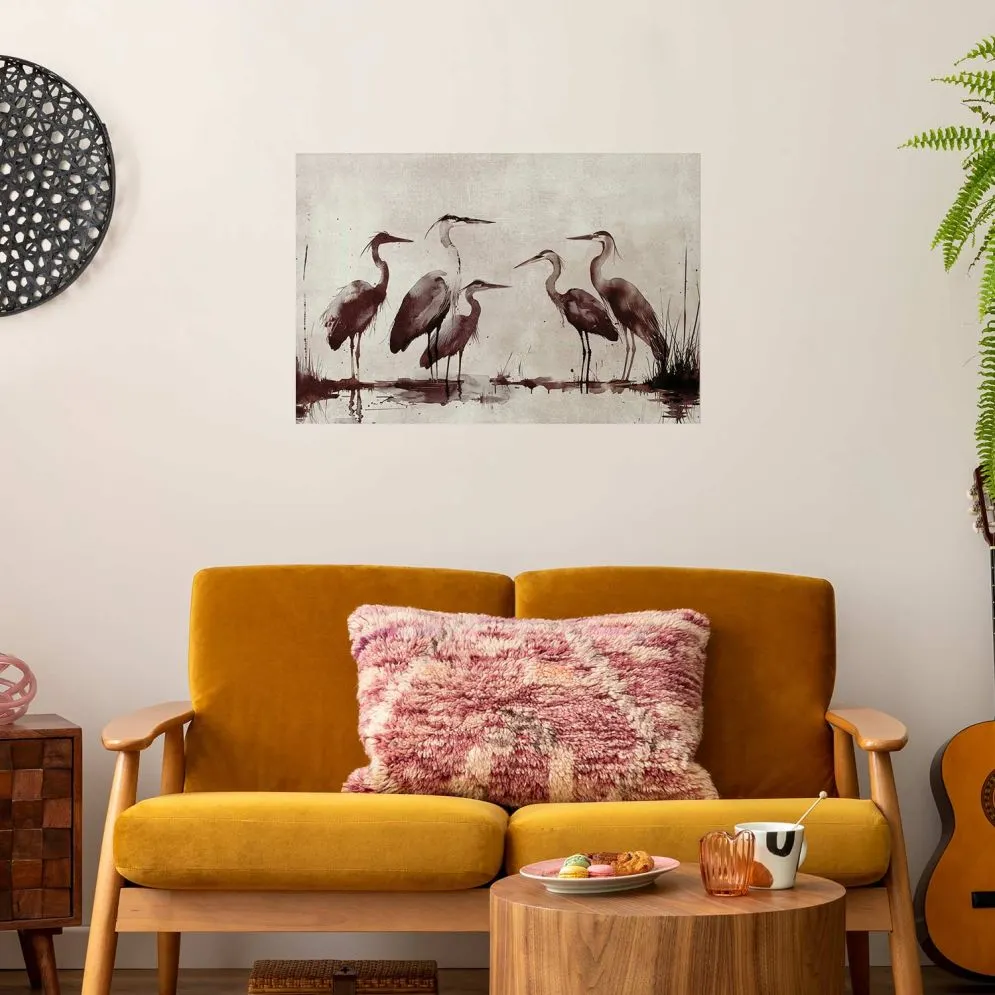 Plakat Malowane czaple 90x60 cm bez ramy bez marginesu | MIRAT.