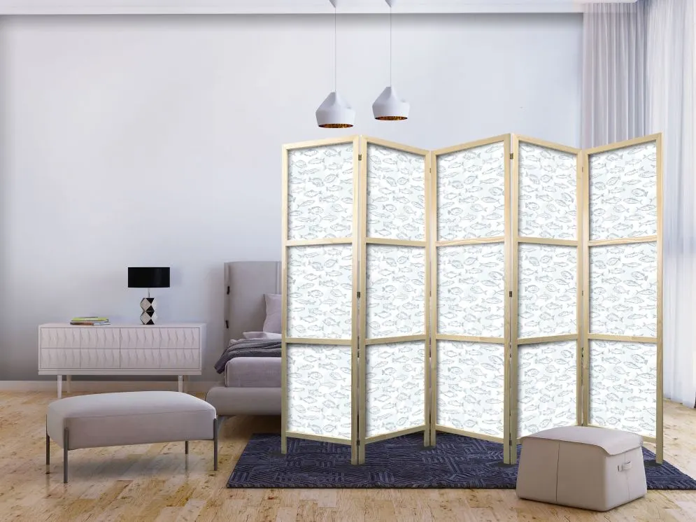 Parawan japoński Zwierzęta 225x172 cm 5-częściowy czarny | MIRAT.