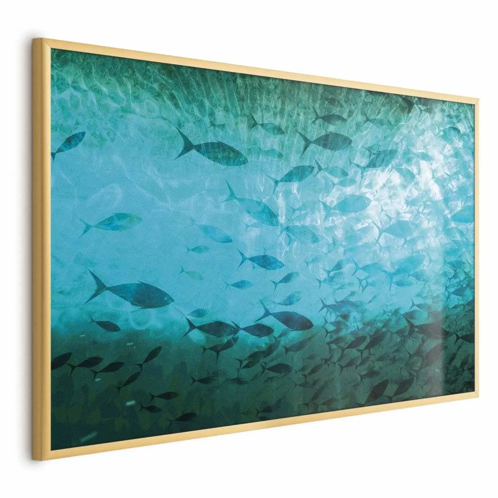 Plakat Gromada ryb 42x29,7 cm z ramą złotą bez marginesu | MIRAT.