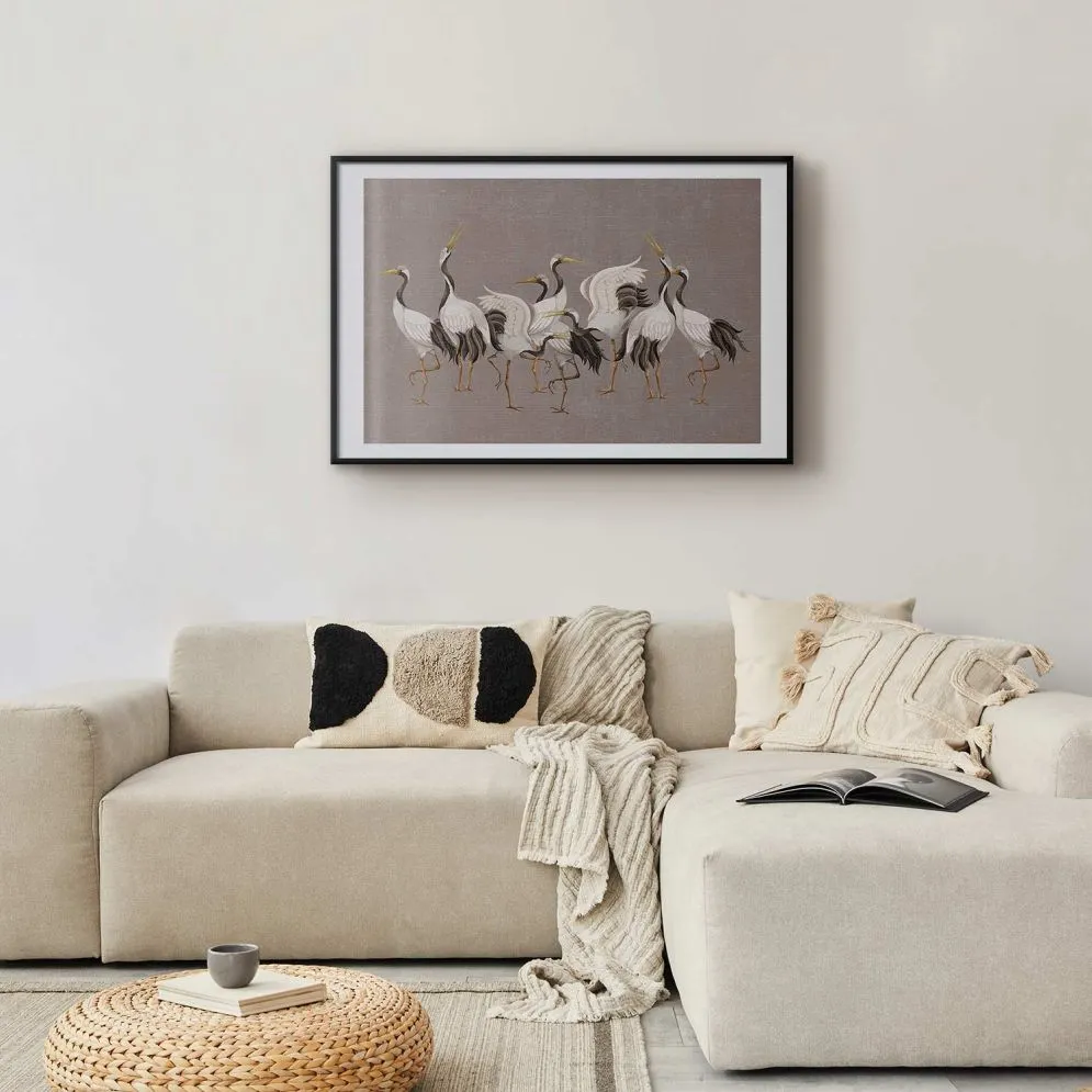 Plakat Taniec żurawi 90x60 cm z ramą czarną z marginesem | MIRAT.