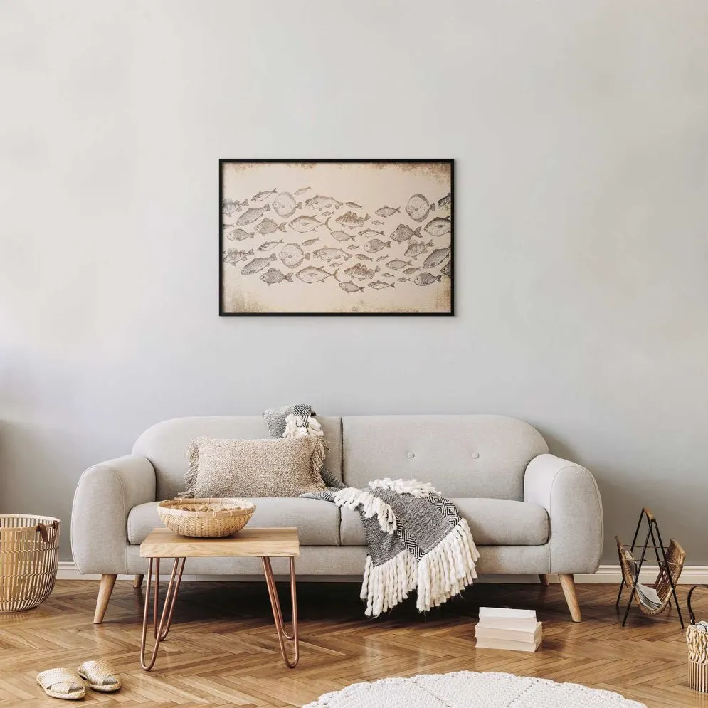 Plakat Subtelne rybki 60x40 cm z ramą czarną bez marginesu | MIRAT.