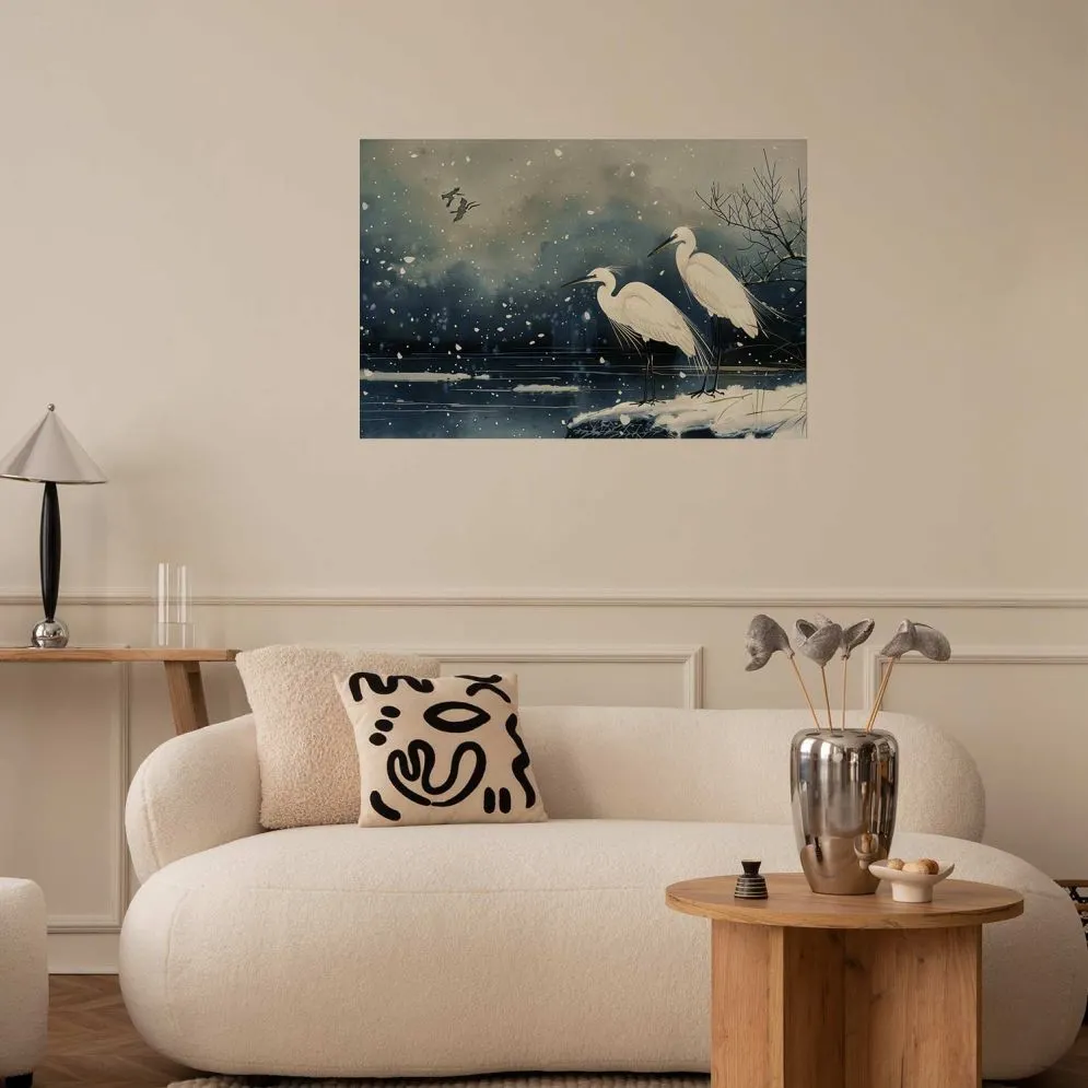 Plakat Czaple nad stawem 60x40 cm bez ramy bez marginesu | MIRAT.