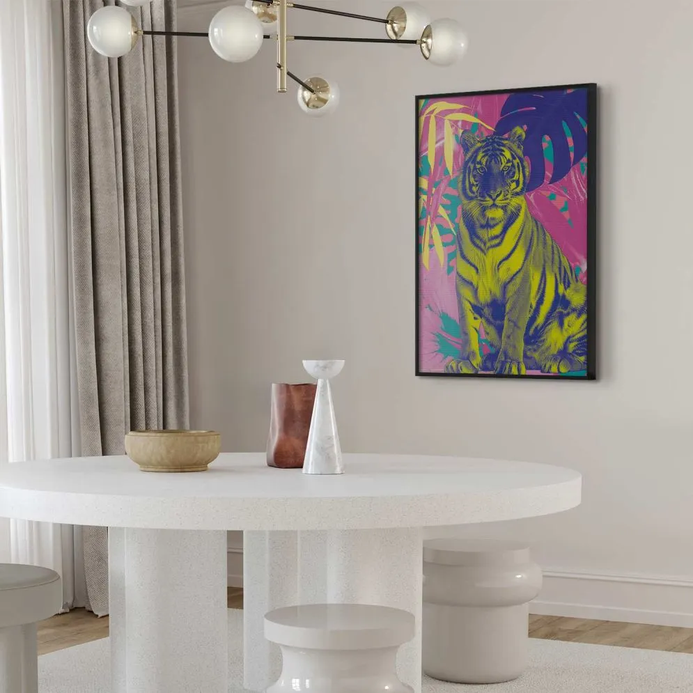 Plakat Kolorowy tygrys 60x90 cm z ramą czarną bez marginesu | MIRAT.
