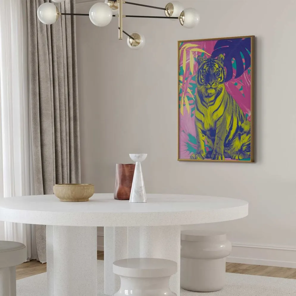 Plakat Kolorowy tygrys 40x60 cm z ramą złotą bez marginesu | MIRAT.