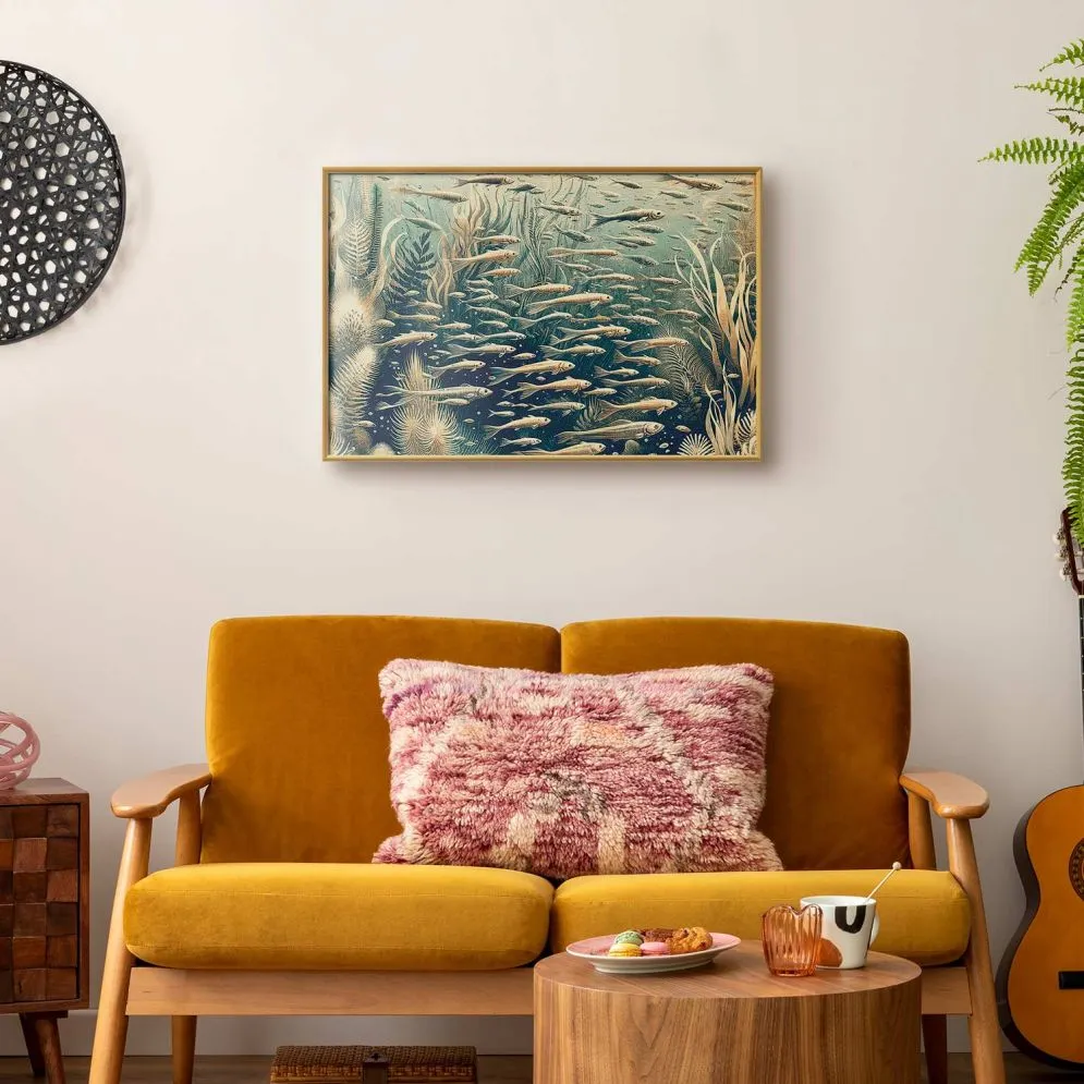 Plakat Oceaniczna przyroda 30x21 cm z ramą złotą bez marginesu | MIRAT.