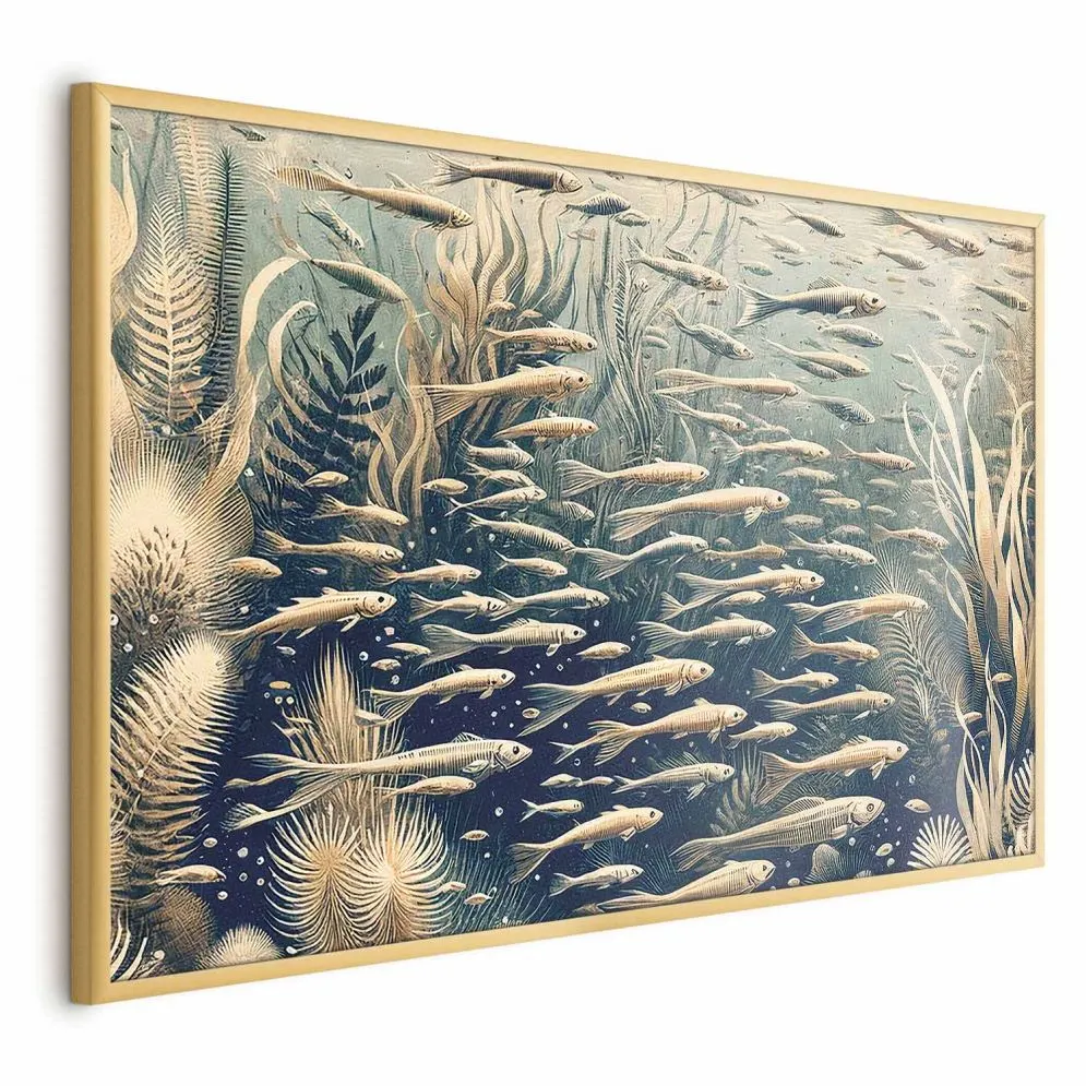 Plakat Oceaniczna przyroda 30x21 cm z ramą złotą bez marginesu | MIRAT.