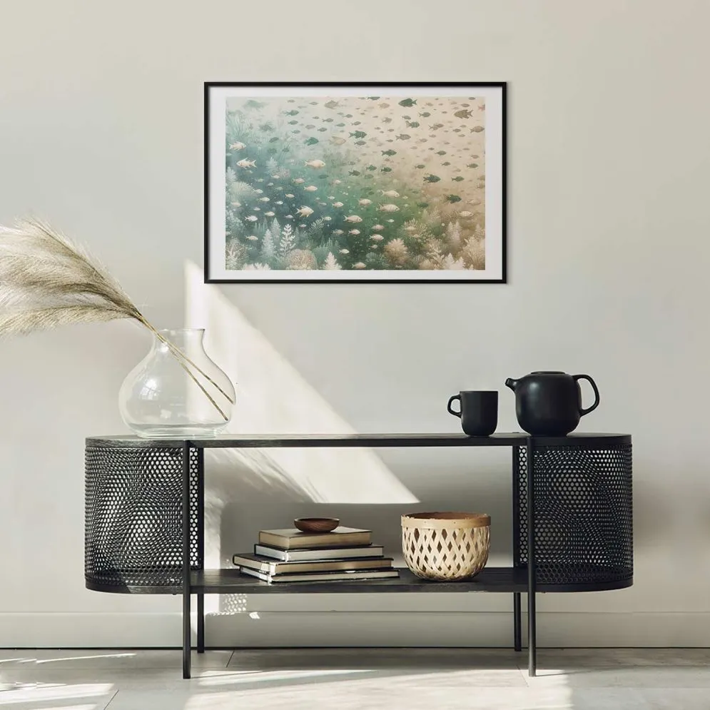 Plakat Morski świat 60x40 cm z ramą czarną z marginesem | MIRAT.