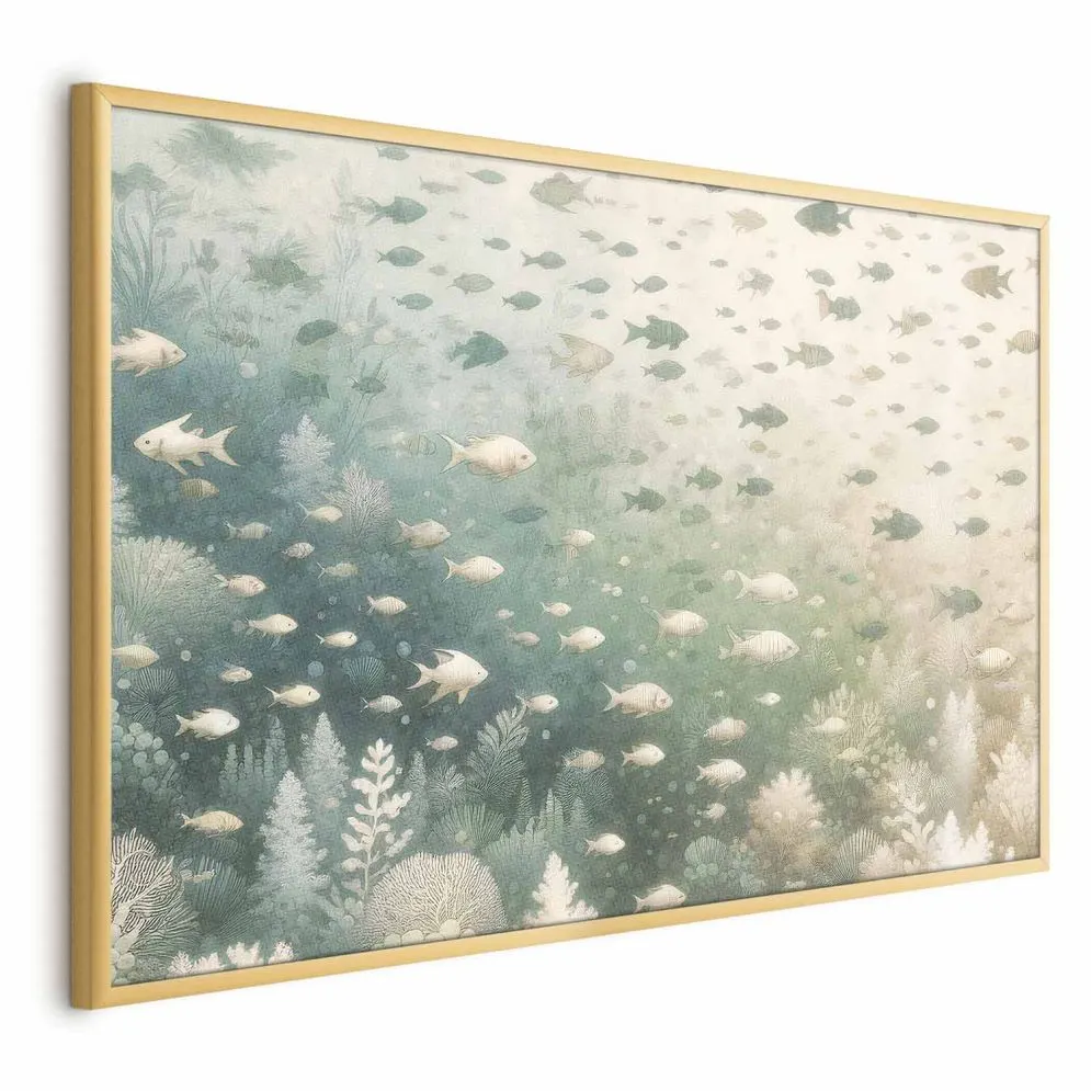 Plakat Morski świat 30x21 cm z ramą złotą bez marginesu | MIRAT.