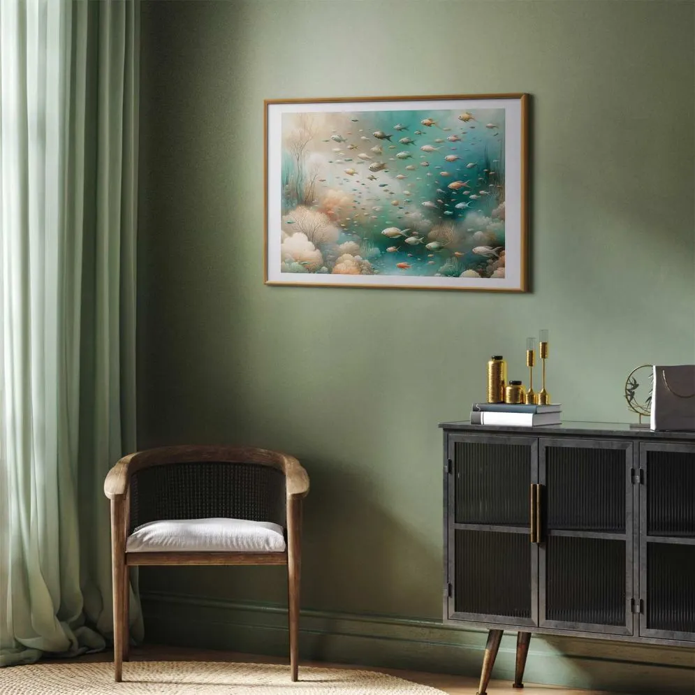 Plakat Oceaniczne piękno 42x29,7 cm z ramą złotą z marginesem | MIRAT.