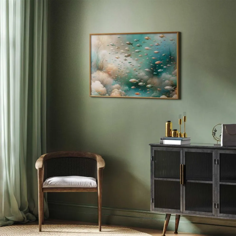 Plakat Oceaniczne piękno 30x21 cm z ramą złotą bez marginesu | MIRAT.