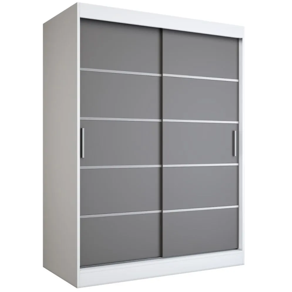 Szafa przesuwna MODUO COMFORT 150 biała mat/antracyt z dekoracyjnymi listwami | MIRAT. w stylu  kolekcja MODUO COMFORT