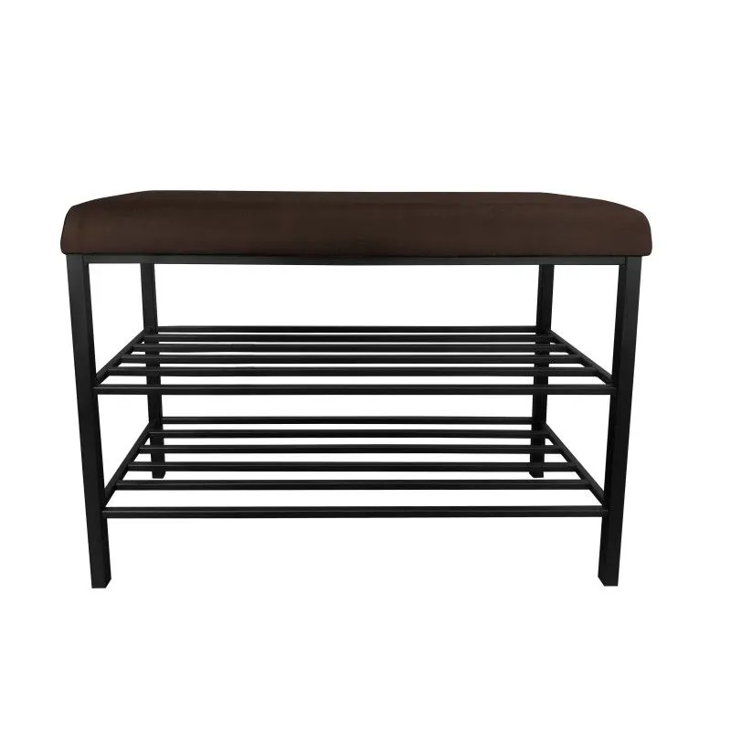 Stojak na buty z siedziskiem GAJA MG05 czarny/brąz metalowy I sklep meblowy metalowy MIRAT. styl LOFT