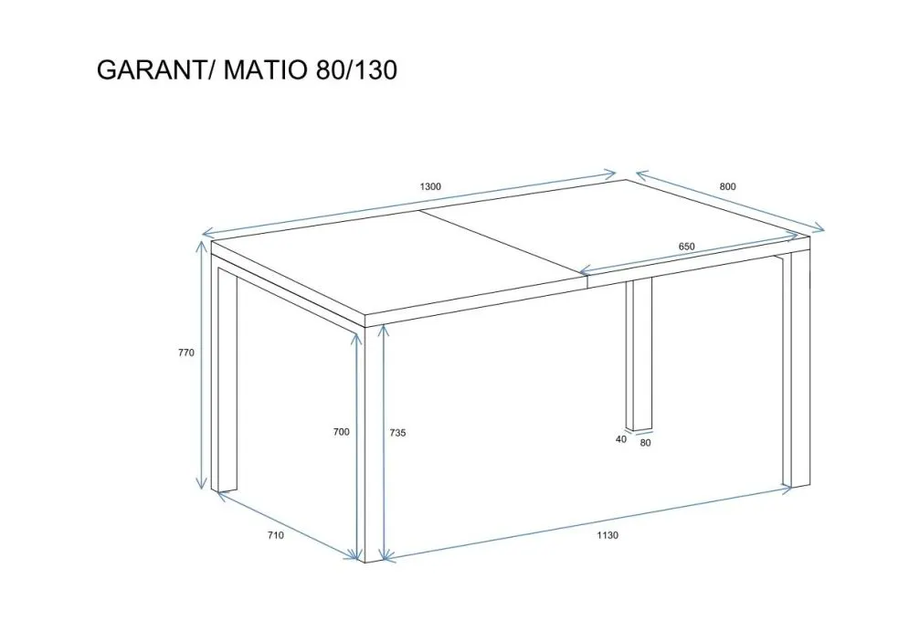 Stół rozkładany MATIO 130(265)x80 dąb złoty craft 10-osobowy I sklep meblowy MIRAT. styl LOFT