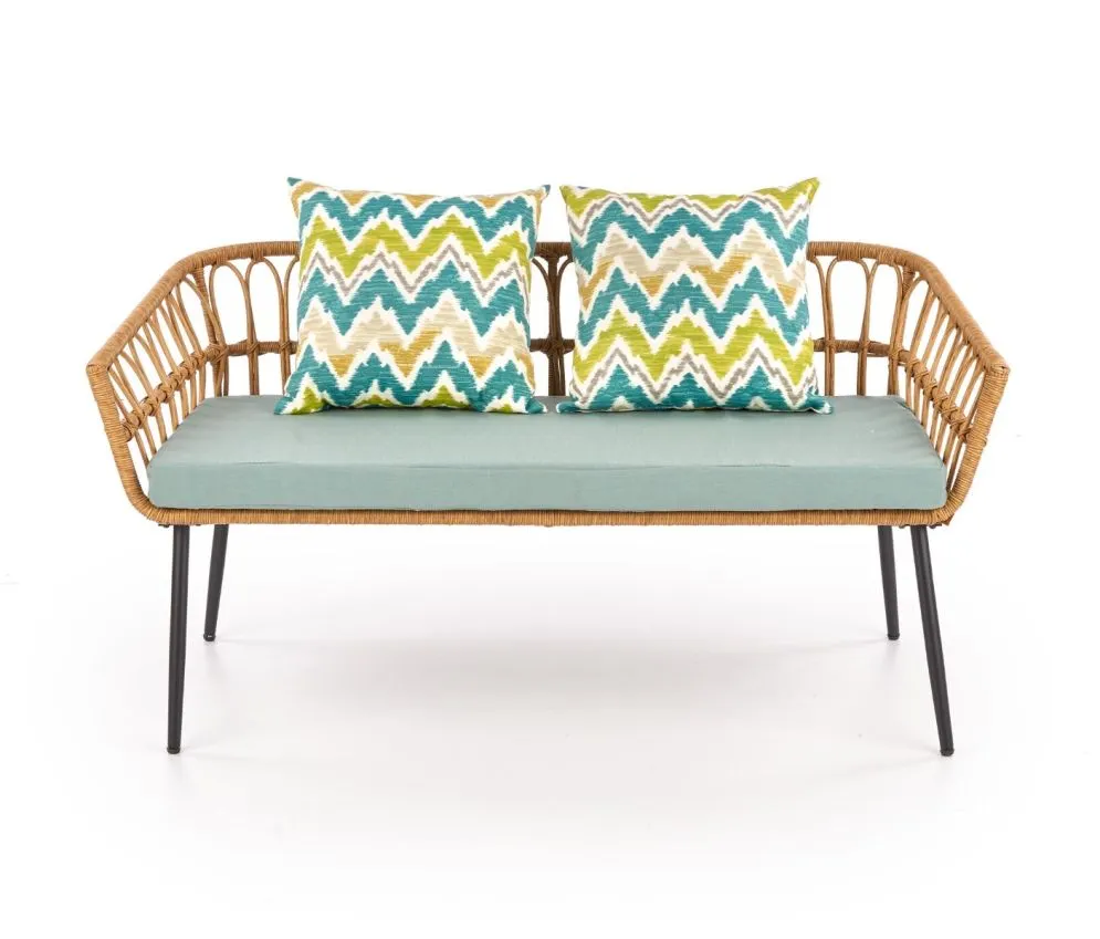 Sofa GARDENA rattanowa z poduszkami na metalowych nogach | MIRAT.  kolekcja GARDENA
