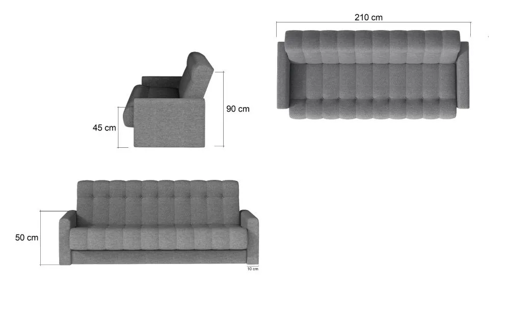 Sofa rozkładana z funkcją spania GARETT VELVET beżowa/szara pikowana | MIRAT.