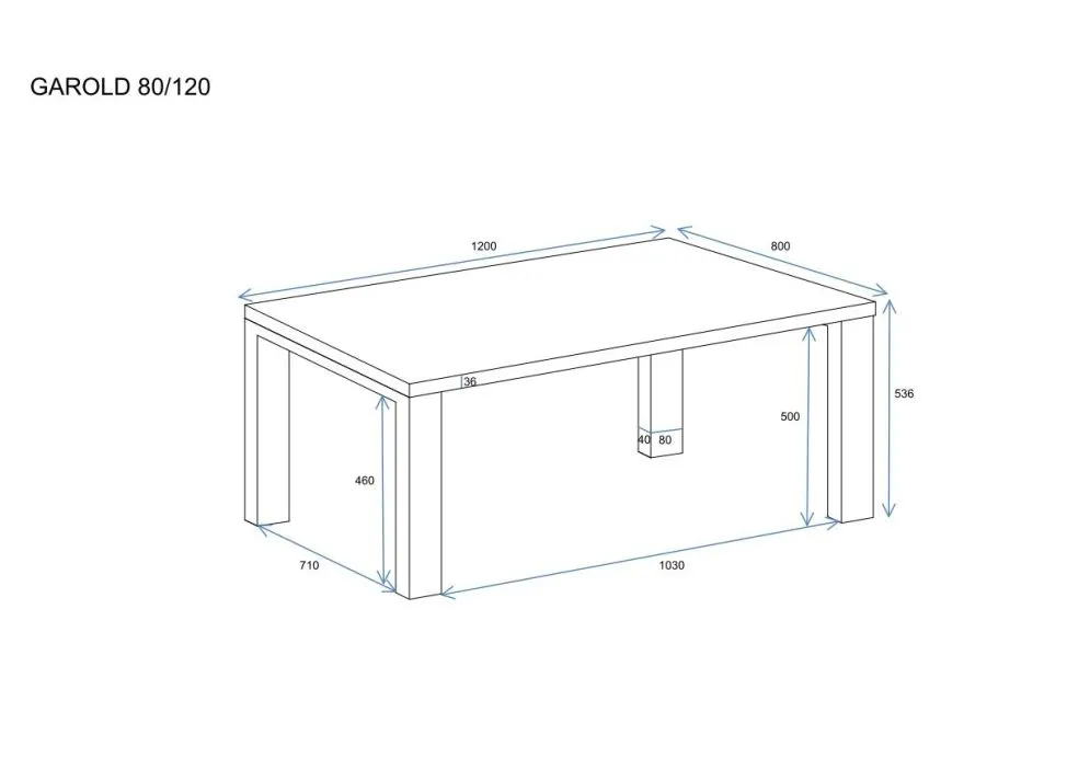 Ława GAROLD 120x80 dąb stirling z grubym blatem I sklep meblowy MIRAT. styl LOFT