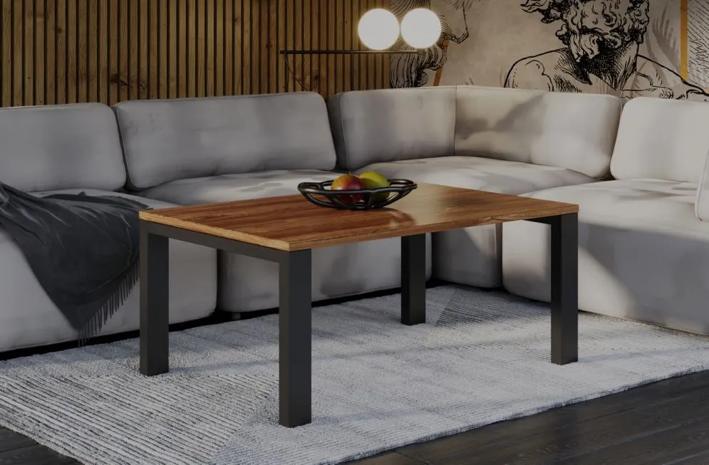 Ława GAROLD 120x80 dąb stirling z grubym blatem I sklep meblowy MIRAT. styl LOFT