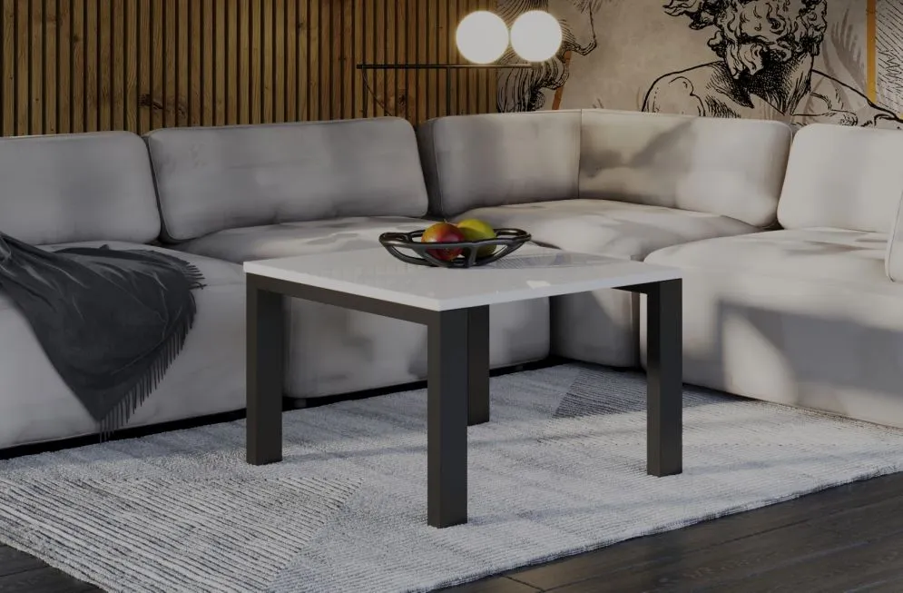 Ława GAROLD 80x80 biały połysk nowoczesna I sklep meblowy MIRAT. styl LOFT