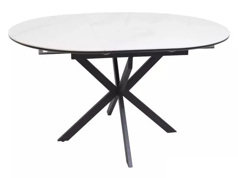 Stół ceramiczny okrągły Gaston 100(135)x100 cm biały marmur | MIRAT styl LOFT