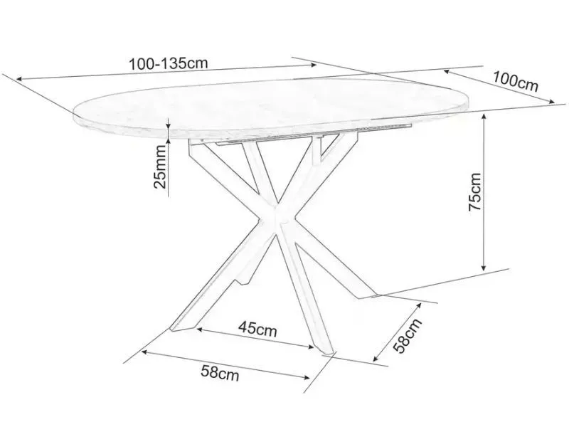 Okrągły stół rozkładany Gaston 100-135 cm orzech vintage | MIRAT styl LOFT