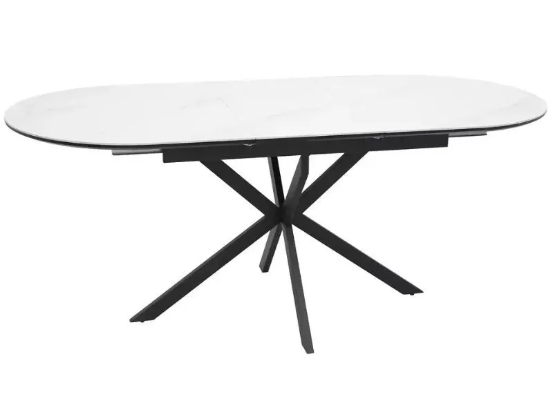 Owalny stół ceramiczny Gaston 140(180)x80 cm biały marmur | MIRAT styl LOFT