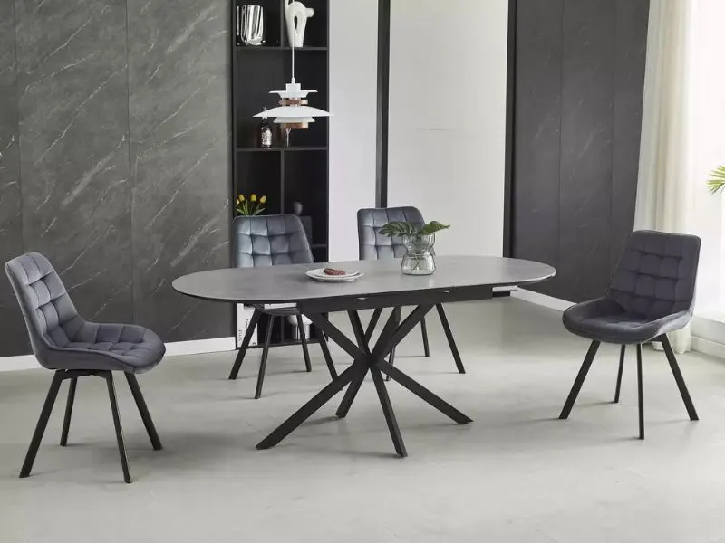 Owalny stół ceramiczny Gaston 140(180)x80 cm szary | MIRAT styl LOFT