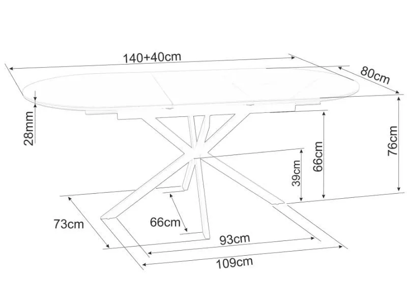 Owalny stół ceramiczny Gaston 140(180)x80 cm czarny marmur | MIRAT styl LOFT