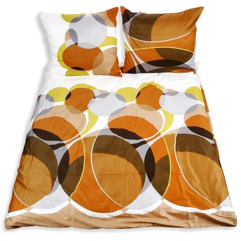Pościel satynowa VALENTINI DEKOR KAWA kółka okręgi | MIRAT.
