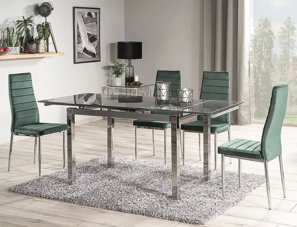 Stół GD-017 czarny rozkładany szklany do jadalni | MIRAT.