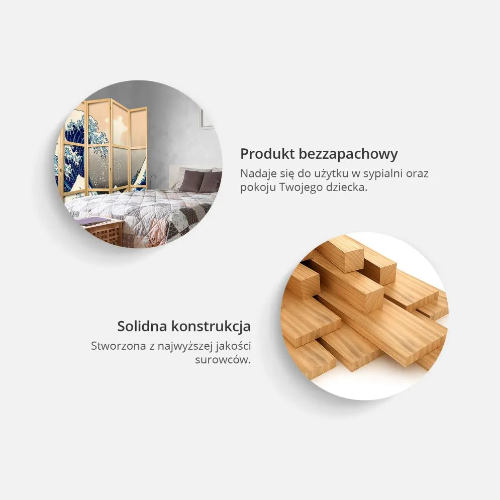 Parawan japoński Dla dzieci 135x172 cm 3-częściowy szary | MIRAT.