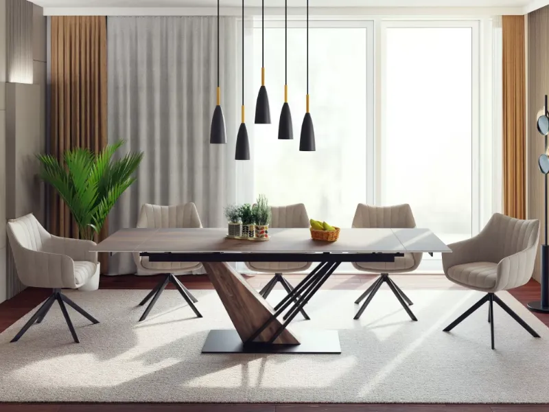 Designerski stół ceramiczny Genesis 160-220 cm dąb | MIRAT styl LOFT