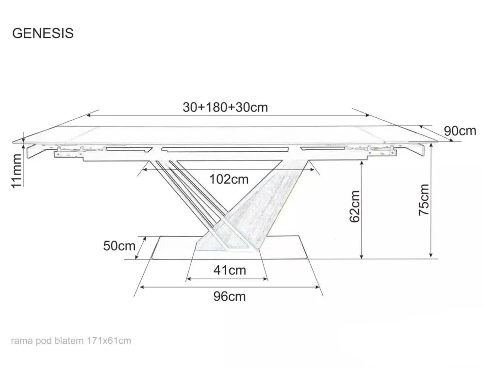 Stół rozkładany GENESIS 180(240)x90 biały marmur/dąb designerski I sklep meblowy MIRAT. styl GLAMOUR, LOFT