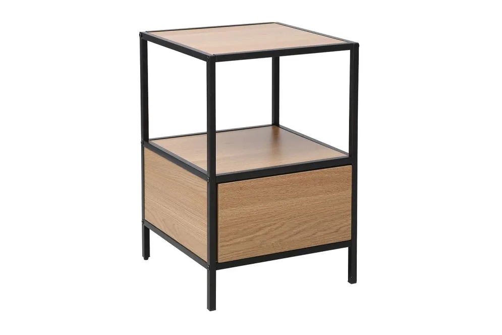 Szafka nocna GEO S dąb/czarna z szufladą I sklep meblowy MIRAT. styl LOFT